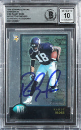 Randy Moss Signed 1998 Bowman Chrome Interstate #182 RC Card Auto 10 BAS Slabbed