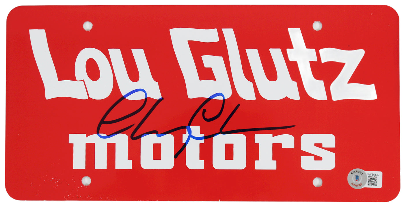 Chevy Chase Vacation Authentic Signed Lou Glutz Motors License Plate BAS Witness