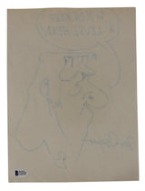 Fred Gwynne Authentic Signed 8.25x11 Herman Munster Sketch BAS #C54783
