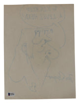 Fred Gwynne Authentic Signed 8.25x11 Herman Munster Sketch BAS #C54783