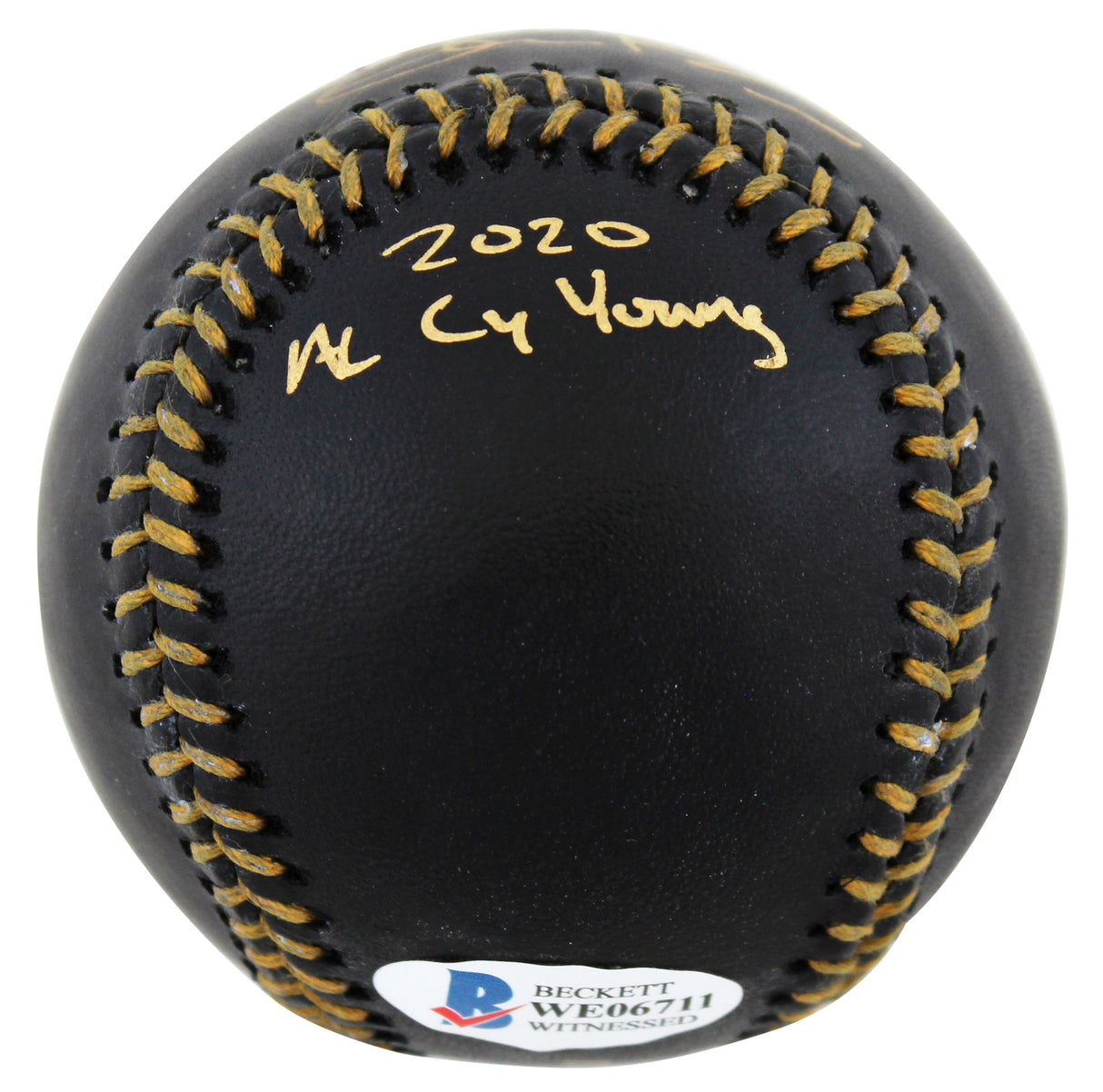 Indians Shane Bieber "2x Insc" Authentic Signed Black Oml Baseball BAS Witnessed