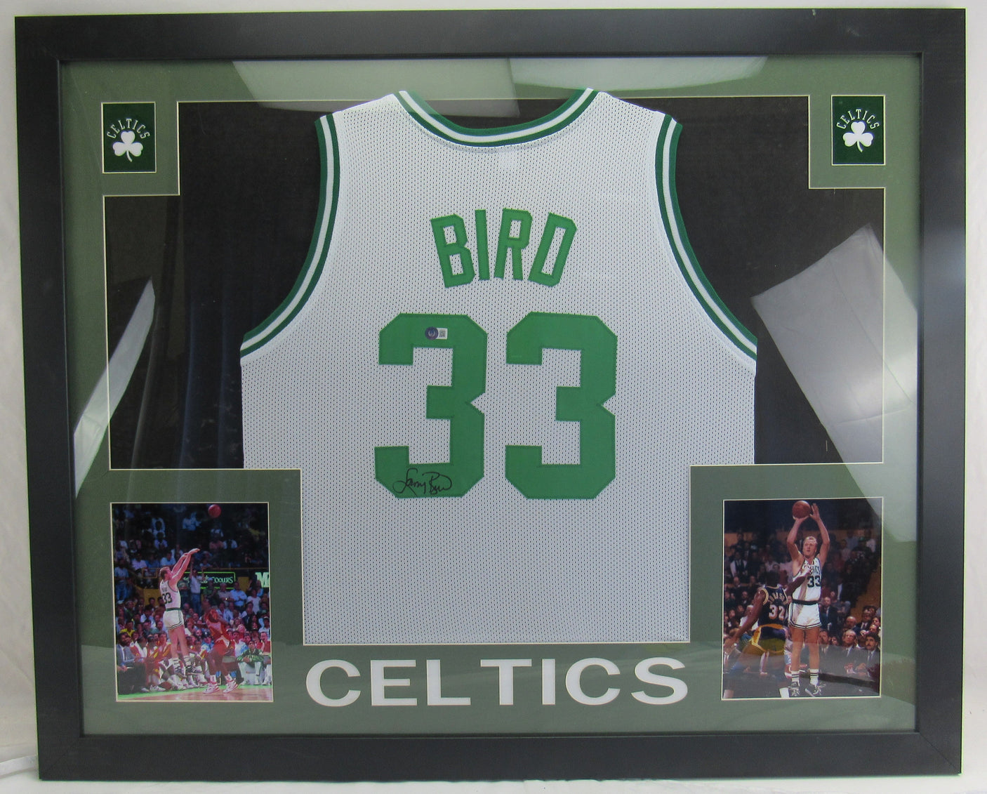 Larry Bird Signed Framed Celtics Jersey Beckett Holo