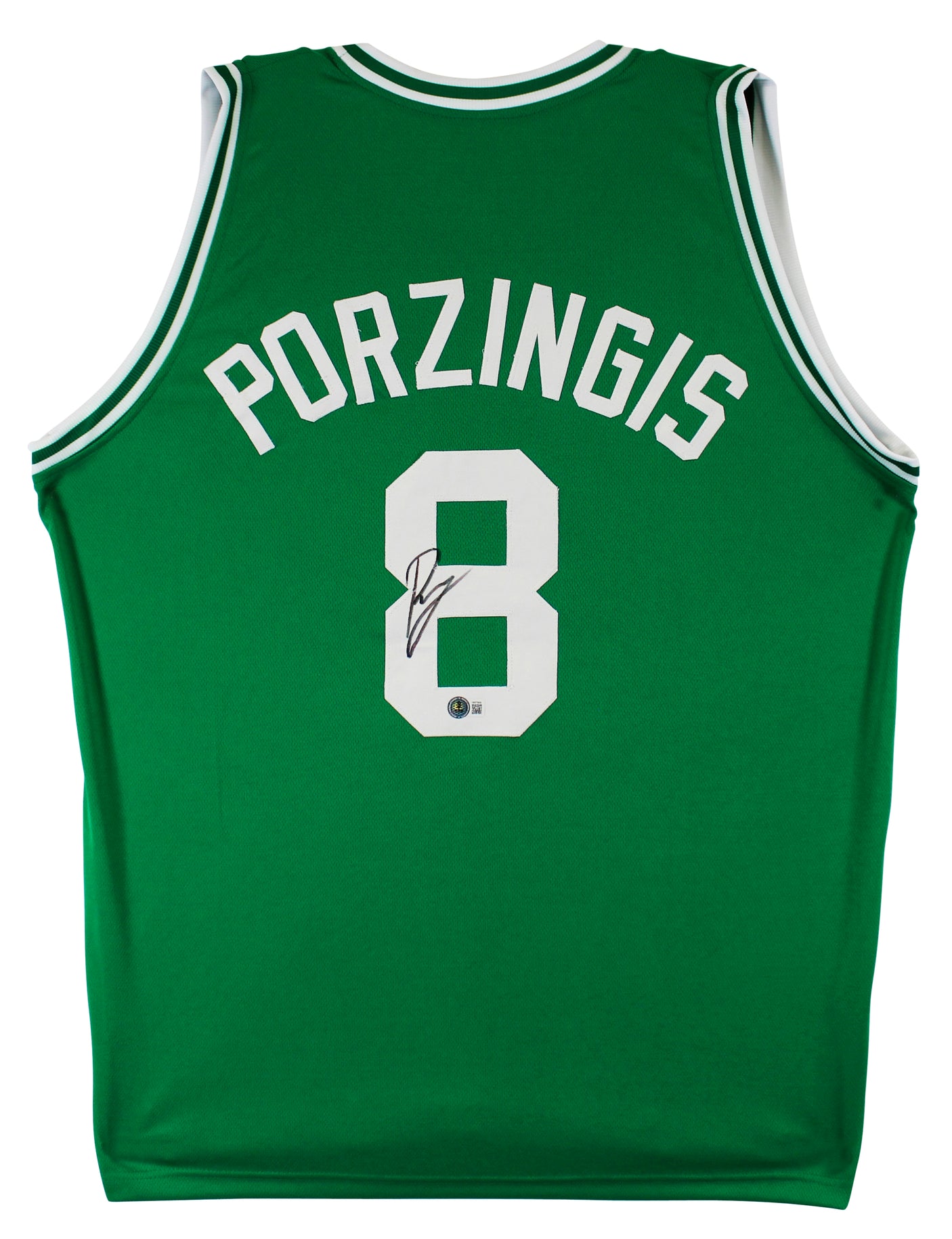 Kristaps Porzingis Authentic Signed Green Pro Style Jersey BAS Witnessed