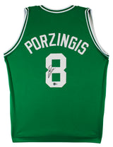 Kristaps Porzingis Authentic Signed Green Pro Style Jersey BAS Witnessed