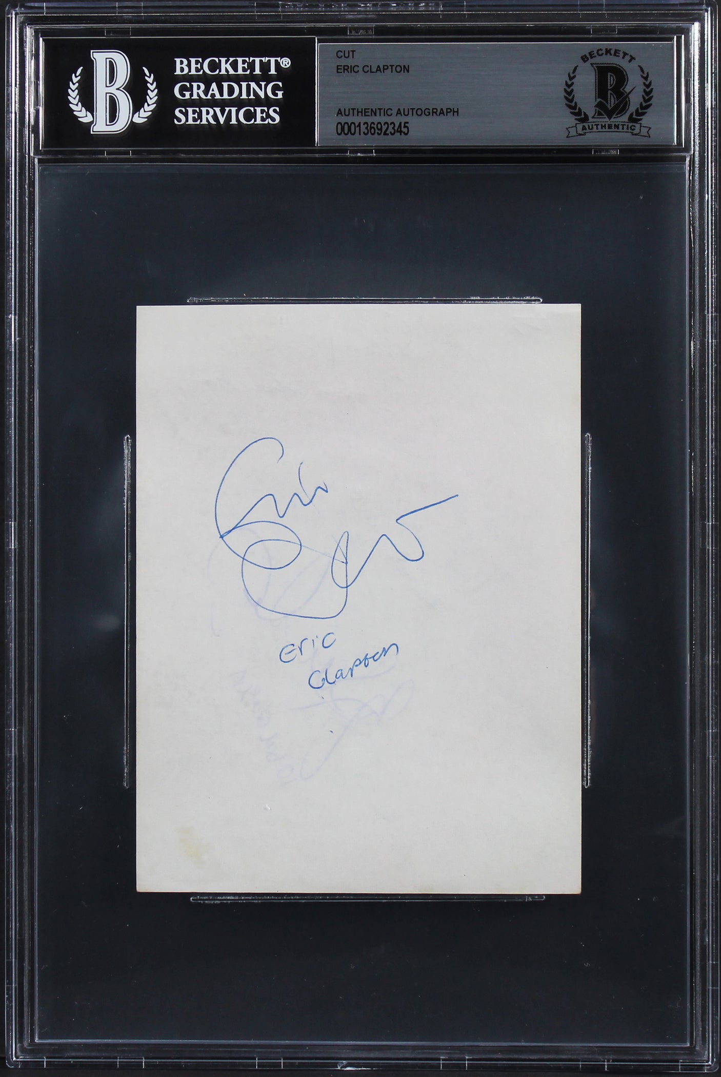 Eric Clapton Authentic Signed 3.75x5 Cut Signature Autographed BAS Slabbed
