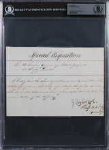 Zachary Taylor Signed 5.5x7.85 1833 Special Requisition Document BAS Slabbed