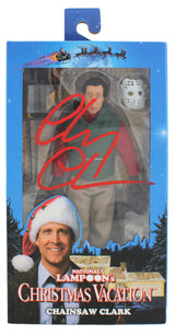 Chevy Chase Christmas Vacation Signed NECA Chainsaw Clark Figure Red Sig BAS Wit