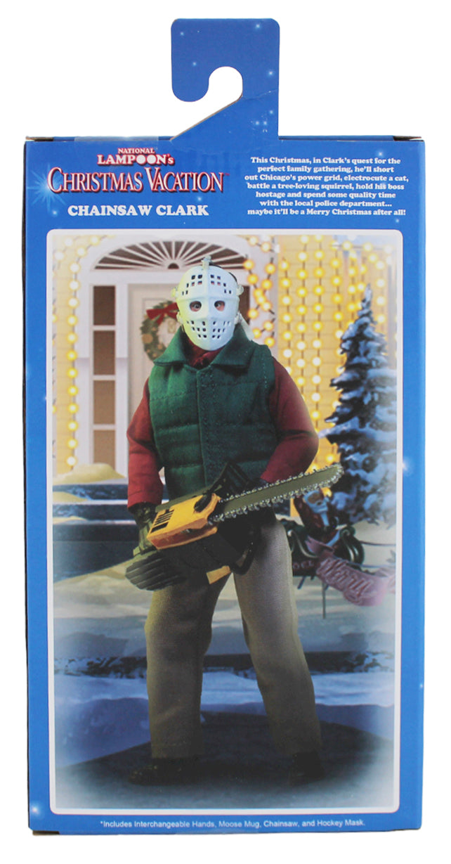 Chevy Chase Christmas Vacation Signed NECA Chainsaw Clark Figure Blue Sig BAS W