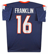 Troy Franklin Authentic Signed Navy Pro Style Jersey Autographed BAS Witnessed