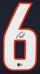 Troy Franklin Authentic Signed Navy Pro Style Jersey Autographed BAS Witnessed