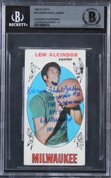 Kareem Abdul-Jabbar "Career Stat" Signed 1969 Topps #25 RC Card Auto 10 BAS Slab