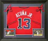 Ronald Acuna Jr. Authentic Signed Red Pro Style Framed Jersey JSA Witnessed