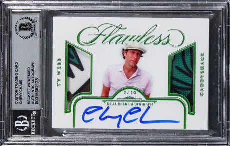 Chevy Chase Caddyshack Signed Green #d/10 Trading Patch Card Auto 10 BAS Slabbed