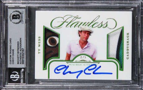 Chevy Chase Caddyshack Signed Gold #'d/5 Patch Trading Card Auto 10! BAS Slabbed