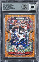 Tee Higgins Signed 2020 Panini Prizm Orange Lazer #308 RC Card Auto 10! BAS Slab