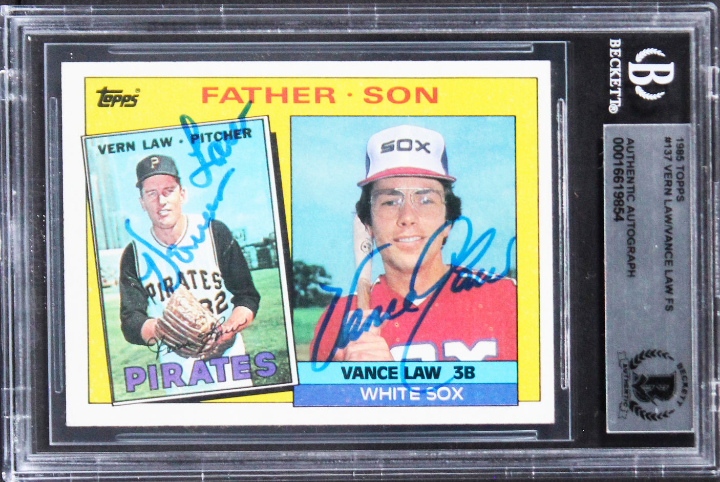 Law Vance & Vern Law Authentic Signed 1985 Topps #137 Card BAS Slabbed