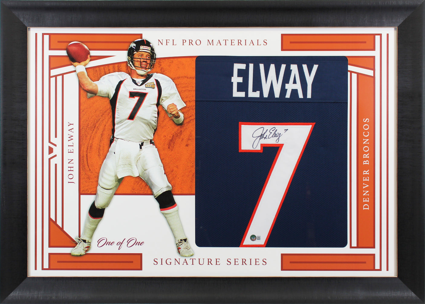 John Elway Authentic Signed One of One Jersey Framed Display BAS Witnessed
