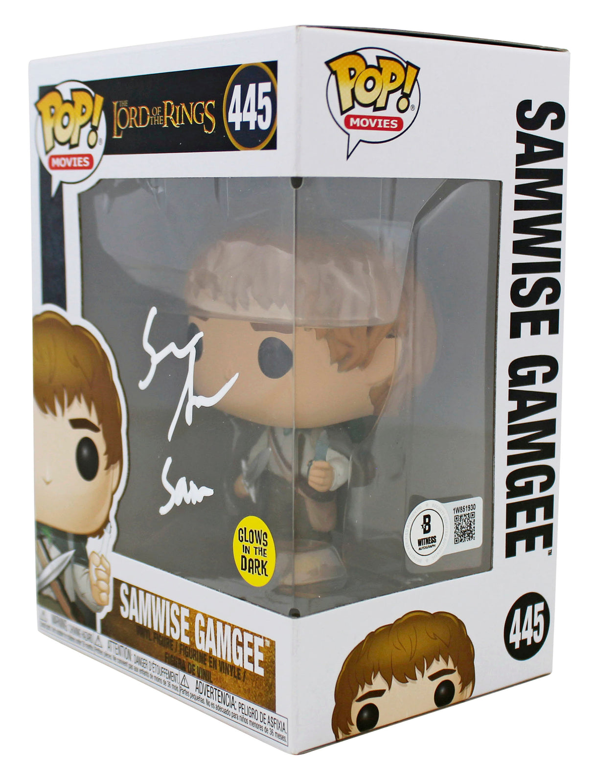 Sean Astin LOTR "Sam" Signed Funko Pop Vinyl Figure w/ White Sig BAS Witnessed