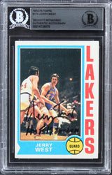 Lakers Jerry West "HOF 1980-2010" Authentic Signed 1974 Topps #176 Card BAS Slab