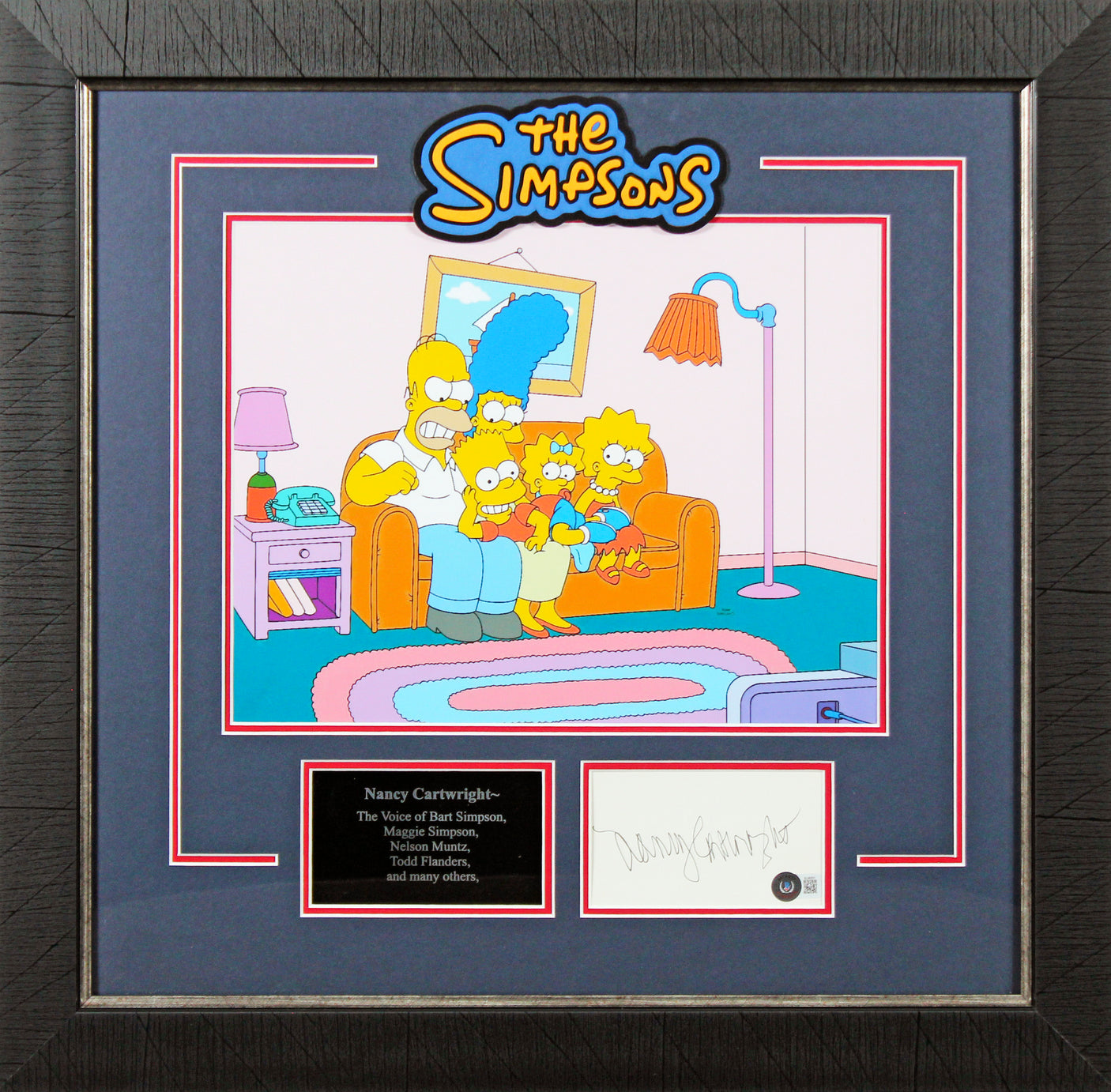 Nancy Cartwright The Simpsons Signed & Framed 3x5 Index Card Autographed BAS
