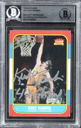 Lakers Kurt Rambis "4x Champ" Signed 1986 Fleer #89 Rookie Card BAS Slabbed