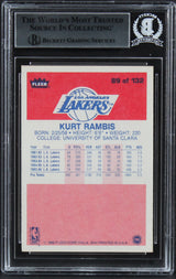Lakers Kurt Rambis "4x Champ" Signed 1986 Fleer #89 Rookie Card BAS Slabbed