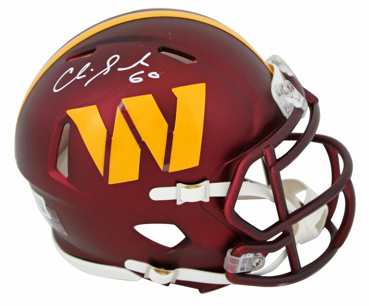 Commanders Chris Samuels Signed Speed Mini Helmet W/ Case BAS Witnessed