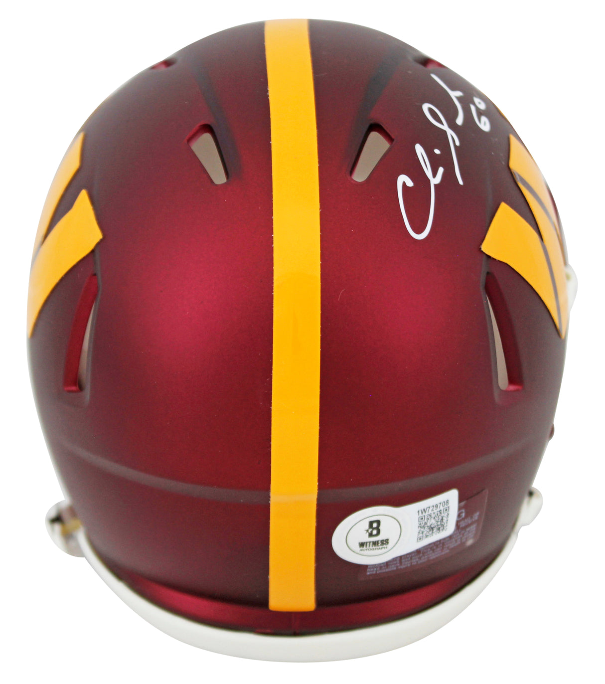 Commanders Chris Samuels Signed Speed Mini Helmet W/ Case BAS Witnessed