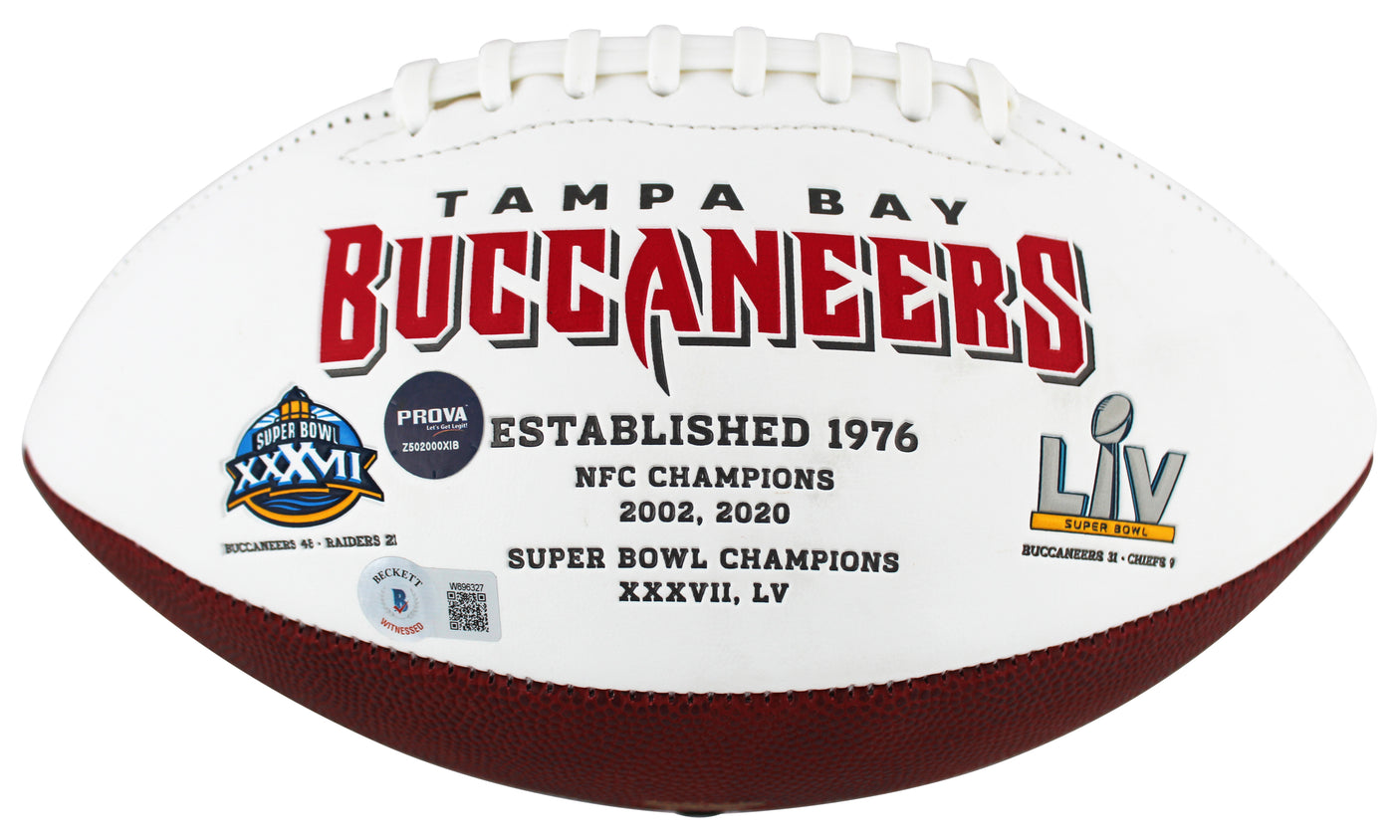 Bucs (3) Sapp, Barber & Alstott Signed White Panel Logo Football W/ Case BAS Wit