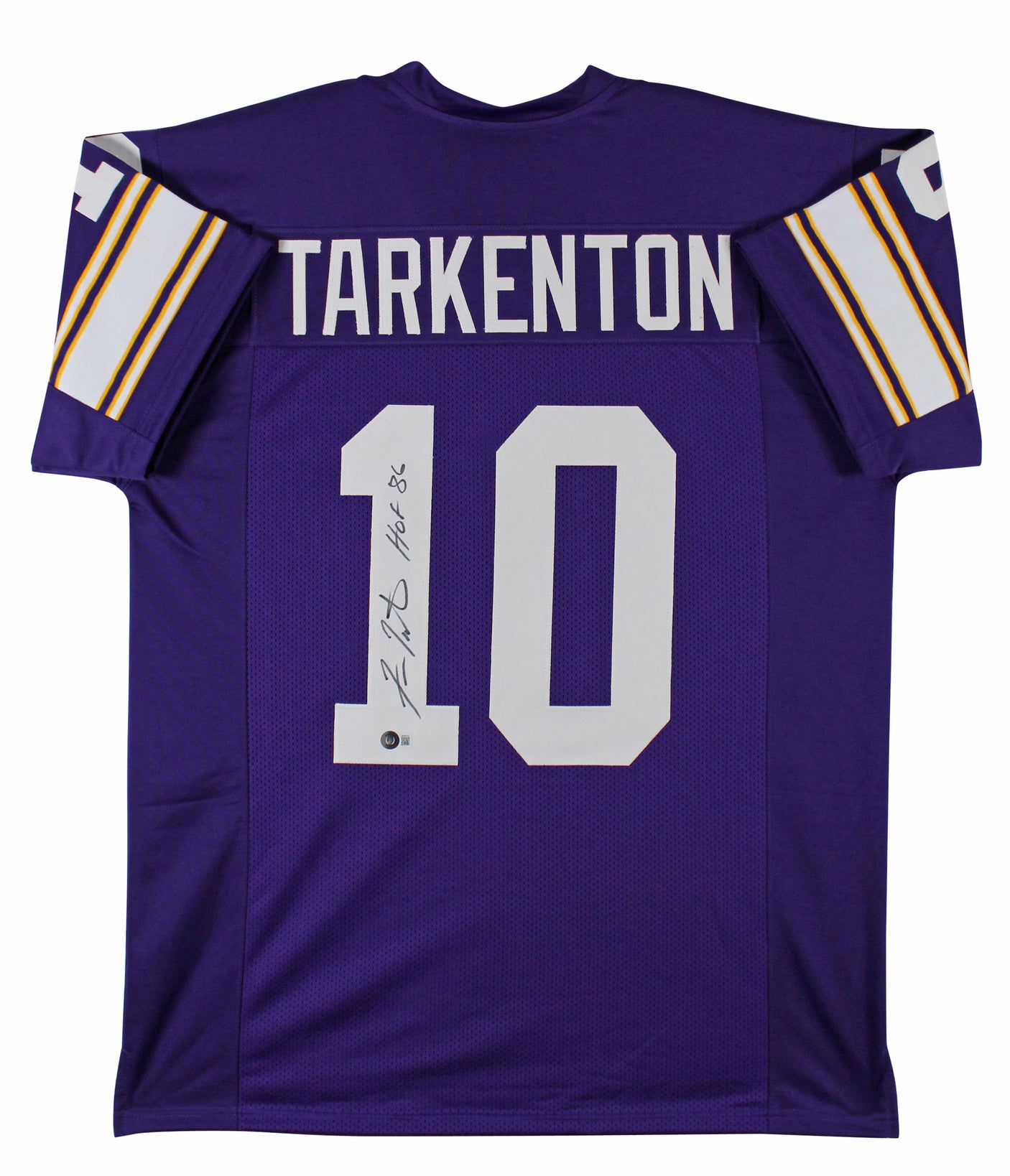 Fran Tarkenton "HOF 86" Signed Purple Pro Style Jersey BAS Witnessed