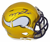 Vikings T.J. Hockenson Authentic Signed Alternate Flash Speed Mini Helmet BAS Witnessed #W984888