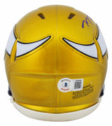 Vikings T.J. Hockenson Authentic Signed Alternate Flash Speed Mini Helmet BAS Witnessed #W984888