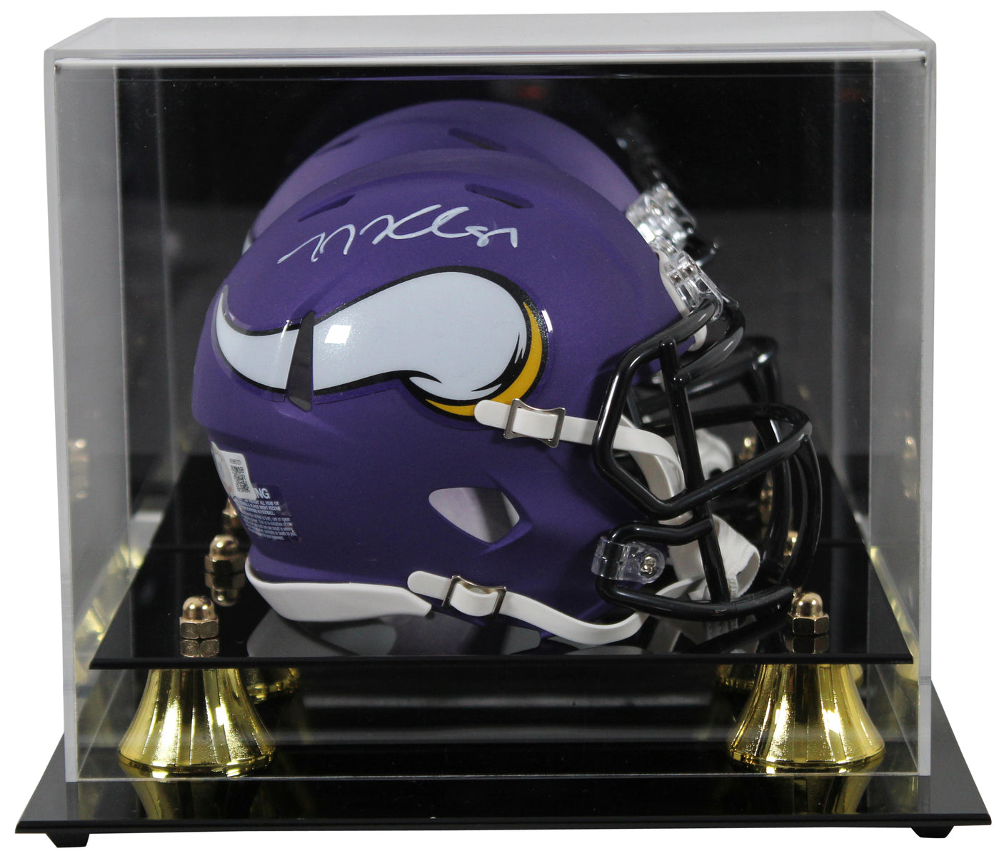 Vikings T.J. Hockenson Authentic Signed Speed Mini Helmet W/ Case BAS Witnessed