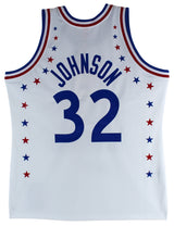 Lakers Magic Johnson Signed White 1983 All-Star M&N Authentic Jersey BAS Witness