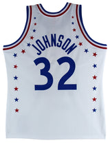Lakers Magic Johnson Signed White 1983 All-Star M&N Authentic Jersey BAS Witness