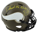 Vikings Randy Moss "DTN" Signed Salute To Service F/S Speed Proline Helmet BAS W