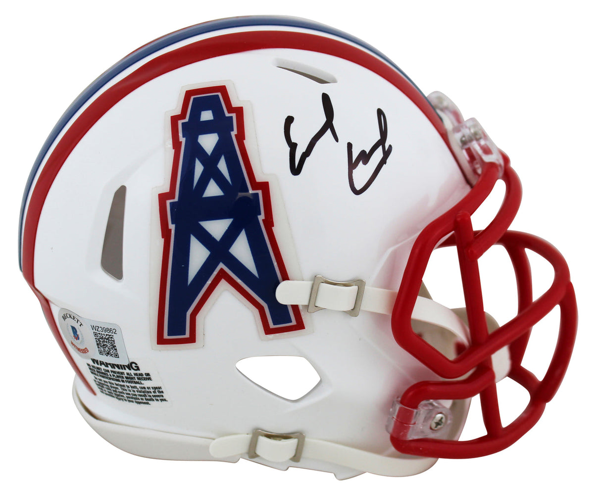 Earl Campbell Autographed Houston Oilers 1981-98 Throwback Speed Mini Helmet Beckett Witnessed