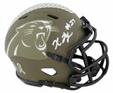 Panthers Xavier Legette Signed Salute To Service Speed Mini Helmet w/ Case BAS W