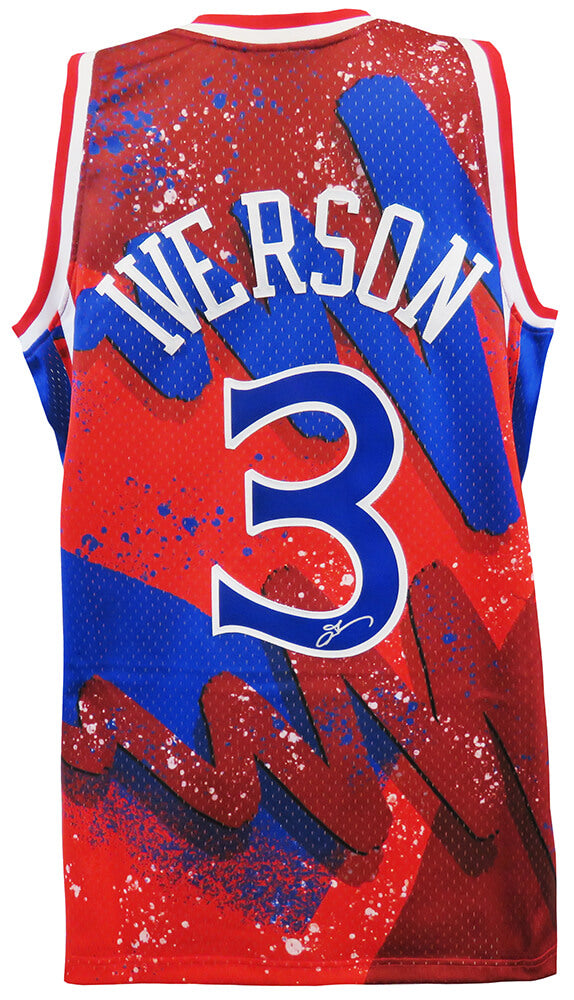 Allen Iverson Signed Philadelphia 76ers M&N Red Hyper Hoops NBA Swingman Basketball Jersey