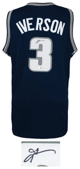 Allen Iverson Signed Navy With White Numbers Custom College Basketball Jersey - (JSA)