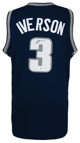 Allen Iverson Signed Navy With White Numbers Custom College Basketball Jersey - (JSA)