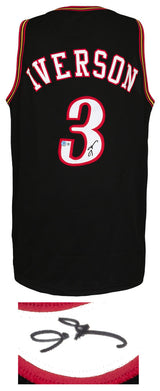 Allen Iverson Signed Black Custom Basketball Jersey - (Beckett)