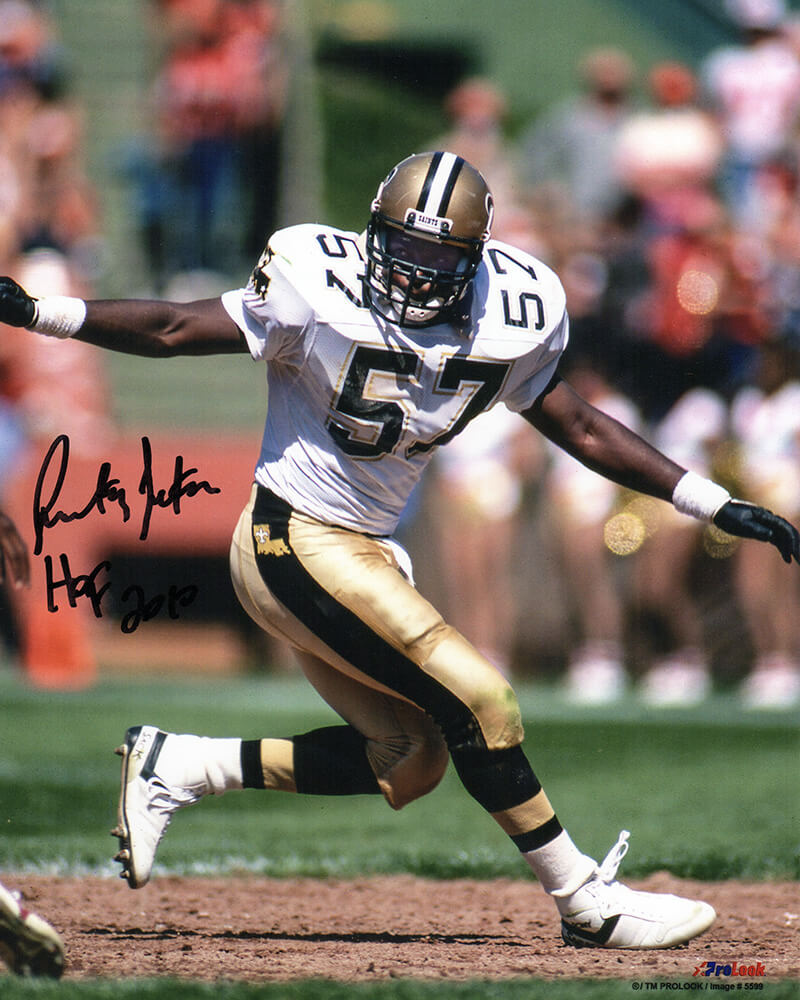 Rickey Jackson Signed New Orleans Saints White Jersey Action 8x10 Photo w/HOF 2010