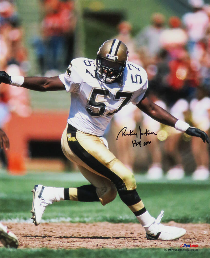 Rickey Jackson Signed New Orleans Saints Action 16x20 Photo w/HOF 2010