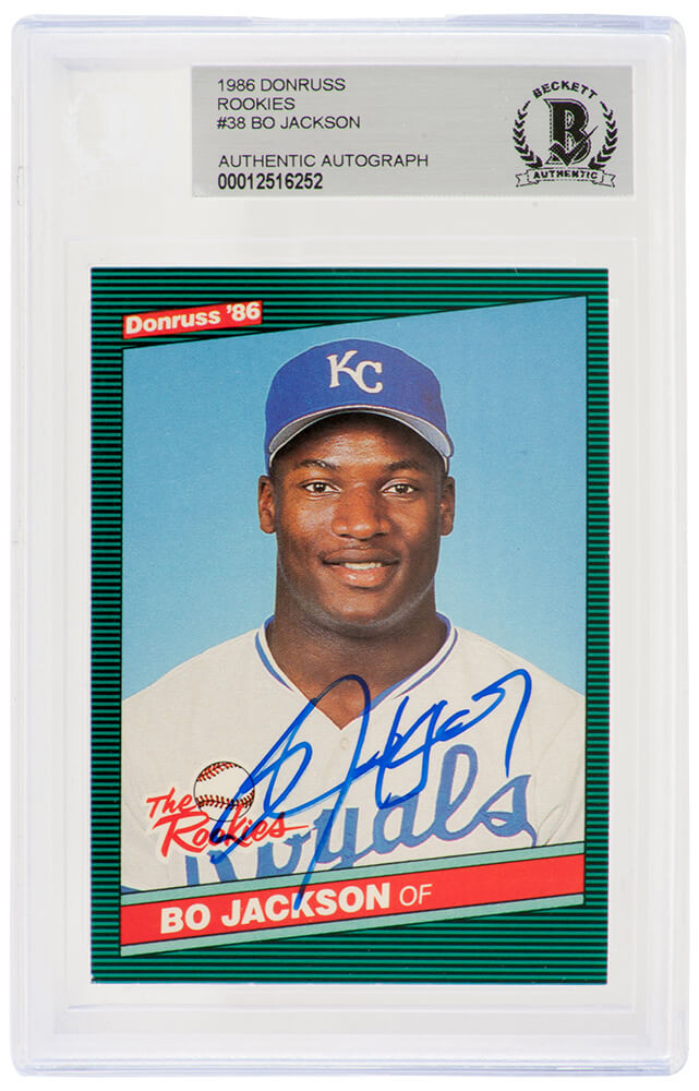 Bo Jackson Signed Kansas City Royals 1986 Donruss The Rookies Rookie Baseball Card #38 - (Beckett Encapsulated)