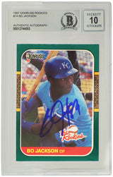 Bo Jackson Signed Kansas City Royals 1987 Donruss The Rookies Baseball Card #14 - (Beckett / Auto Grade 10)