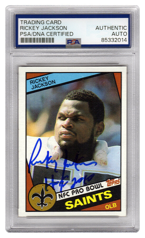 Rickey Jackson Signed New Orleans Saints 1984 Topps Rookie Football Card #303 w/HOF 2010 (PSA Encapsulated)