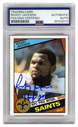 Rickey Jackson Signed New Orleans Saints 1984 Topps Rookie Football Card #303 w/HOF 2010 (PSA Encapsulated)
