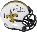 Rickey Jackson Signed New Orleans Saints Lunar Eclipse Riddell Speed Mini Helmet w/HOF 2010