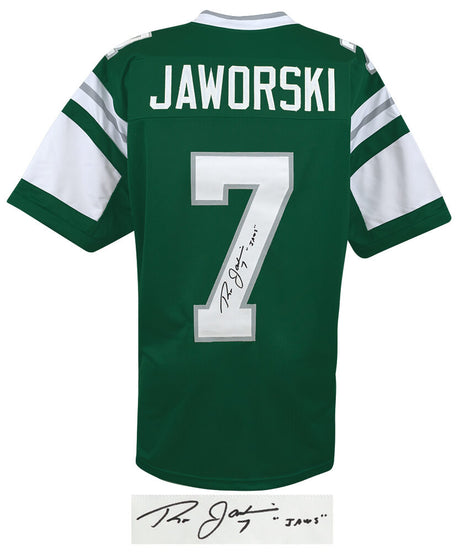 Ron Jaworski Signed Green Throwback Custom Football Jersey w/Jaws